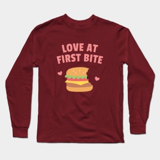 Burger Love At First Bite Funny Long Sleeve T-Shirt